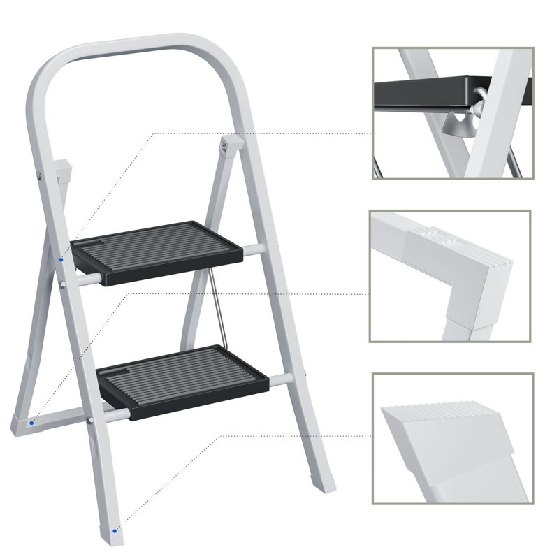 2 - Step Lightweight Folding Step Ladder, White