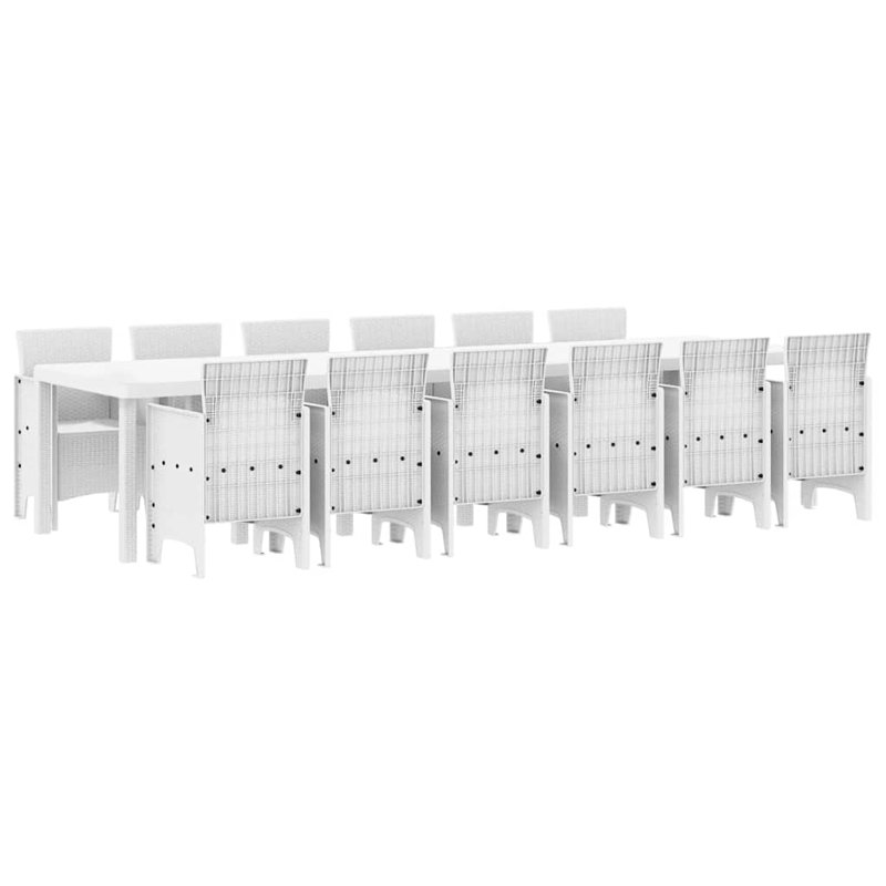 White Poly Rattan Garden 13 Pcs Dining Set