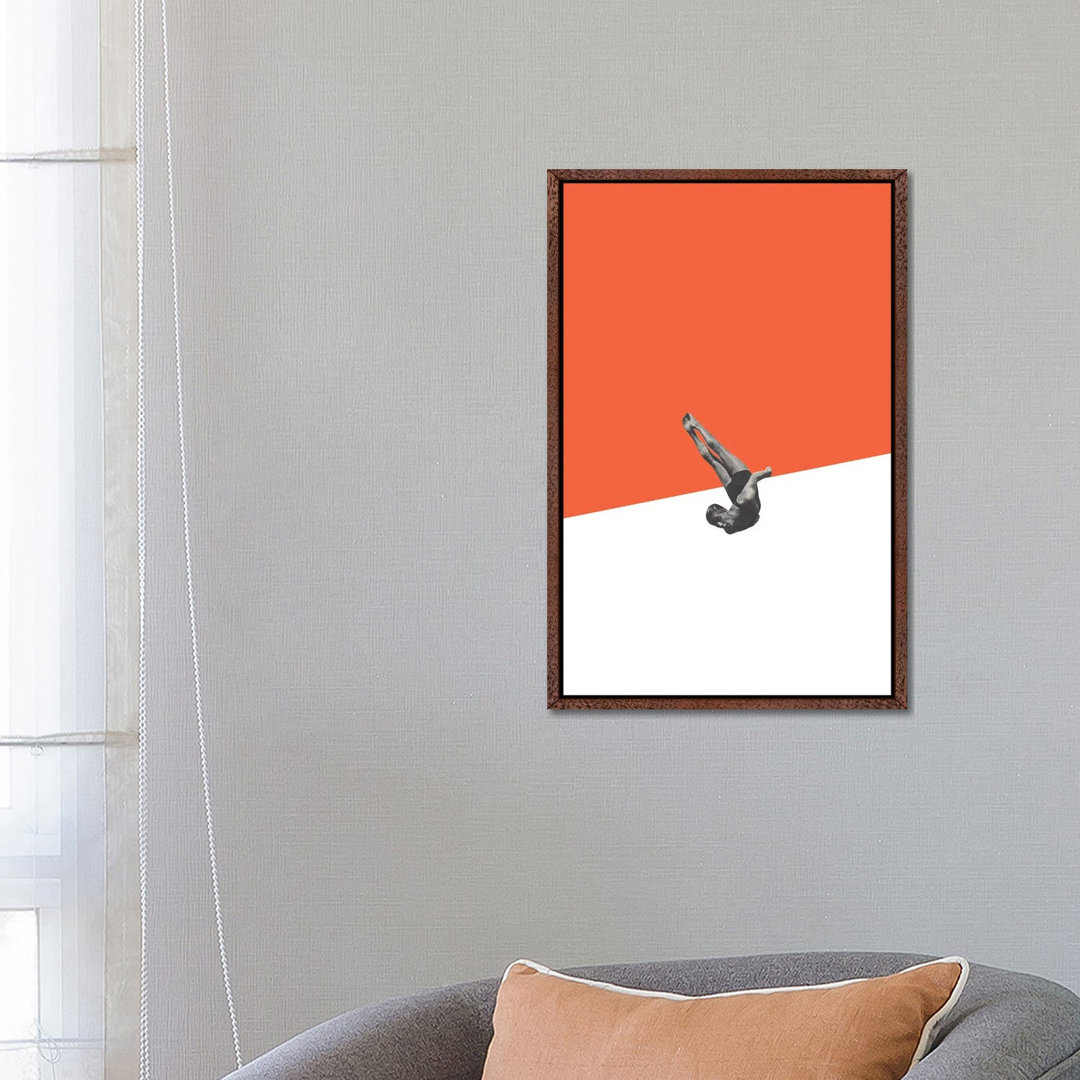 Taucher (Orange) von Richard Vergez - Galerie-verpackte Leinwand Giclée auf Leinwand