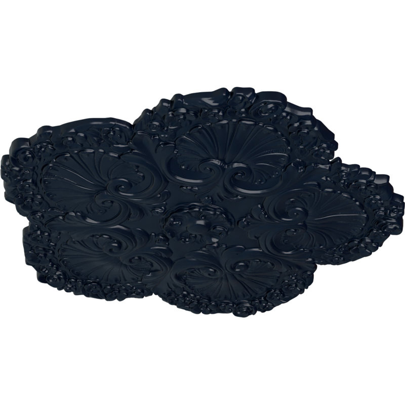 Médaillon de plafond Endurathane en coquille, DE 25 5/8 po x P 1 po, finition de rêve minuit peinte à la main, Rêve de minuit