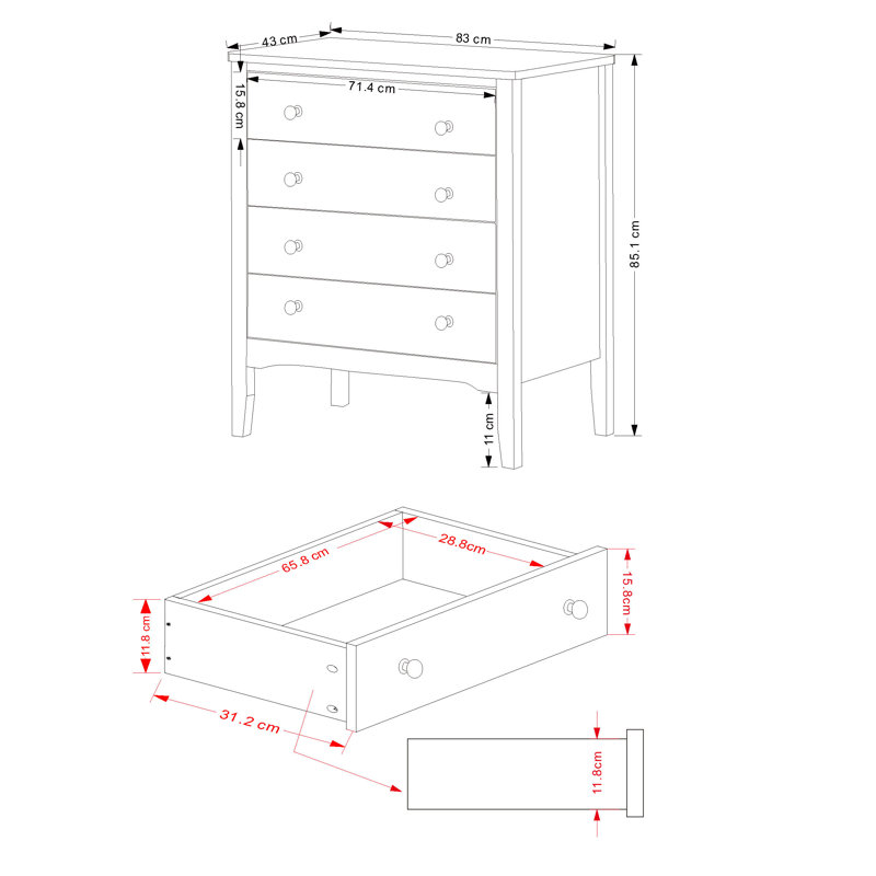 Como , 3 Piece Painted Bedroom Set, Grey