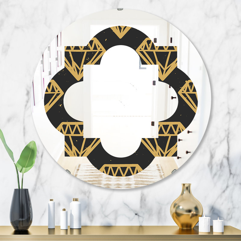 Miroir mural sans cadre glam quadrilobe diamants, 23,6 po x 23,6 po