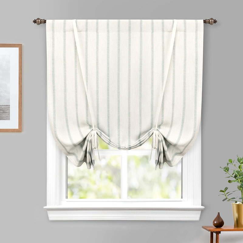 Rideau occultant en lin à double couche Waddah Farmhouse , Bleu marine, L 45 po x L 63 po