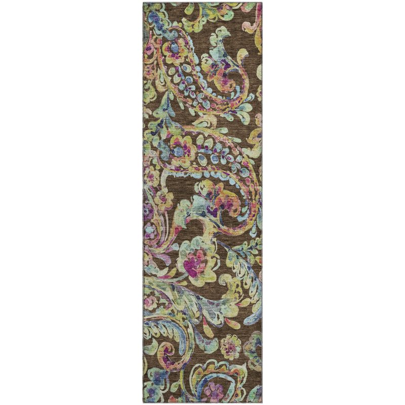 Premium Machine Washable Prisco Chocolate Rug, Runner 2'3" x 7'6"