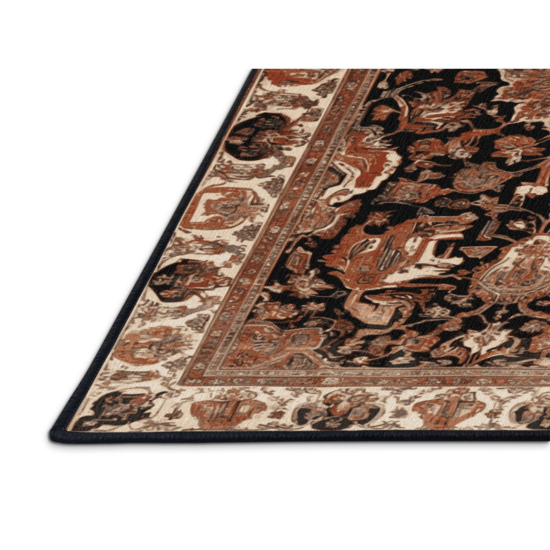 Tapis brun lavable à la machine, Rond 3 pi