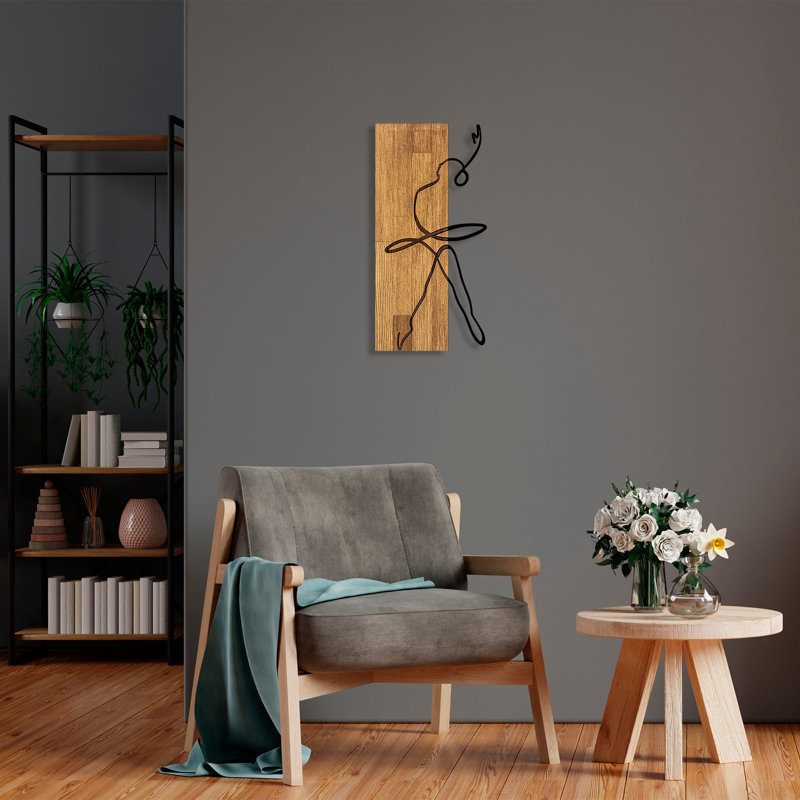 Elegant Decorative Wooden Wall Accessory, Walnut & Black, 11.8 x 22.8 inches | 50% Real Wood (Thickness: 1.2 inches) & Metal (Thickness: 0.06 inches) | Unique Color Variations for Stylish Home Décor