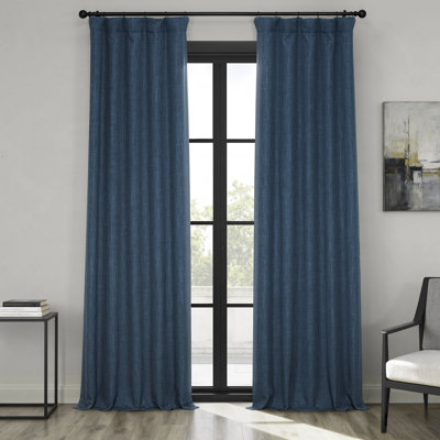 Ottis Faux Linen Room Darkening Curtain Panel 