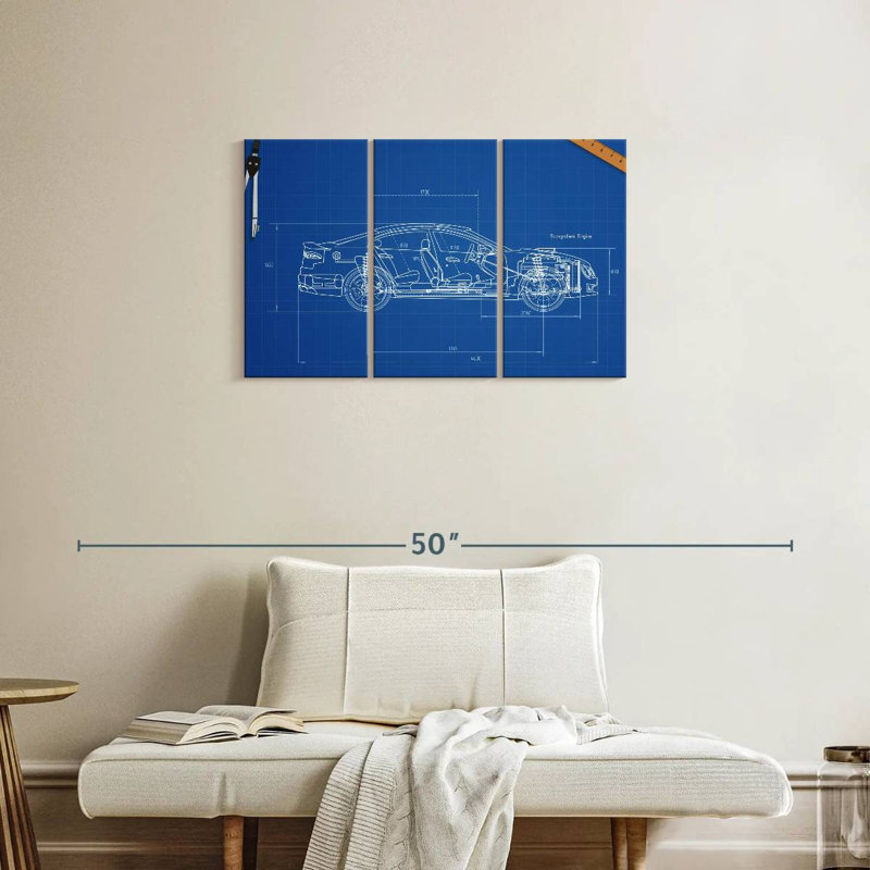 Car Blueprint, 20" H x 33" W