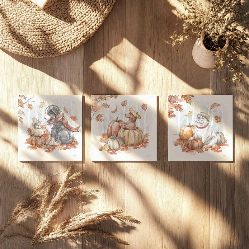 Ensemble de 3 reproductions de citrouilles, 12 po x 12 po, Sans cadre