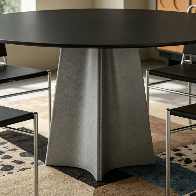Table de salle à manger ronde Modern, H 29,5 po x l 47,2 po x P 47,2 po, Ensemble de cinq pièces : table, quatre chaises