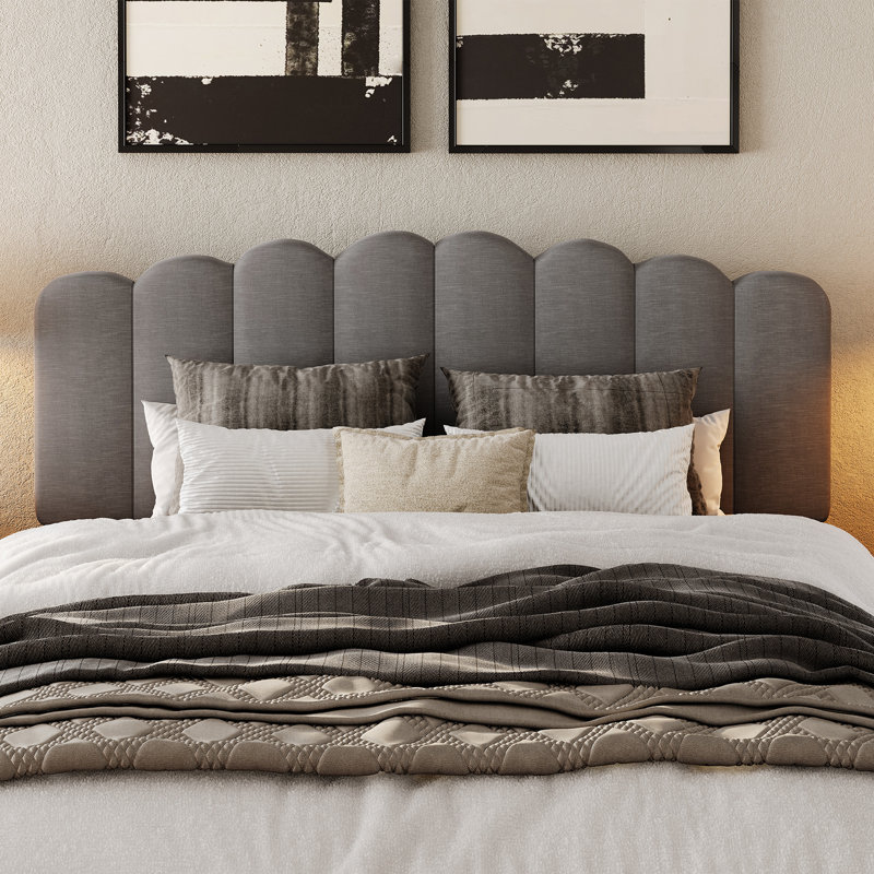 3-Piece Bedroom Furniture Set, Queen Size Bed Frame And 2 Nightstand With 6 Drawer For Bedroom, Gray/Light Oak