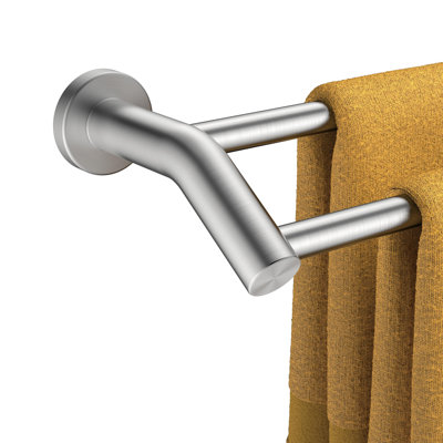 Double barre à serviettes 24 po, double porte-serviettes robuste en acier inoxydable SUS304 pour fixation murale dans la salle de bain, barre porte-serviettes peu encombrante, nickel brossé