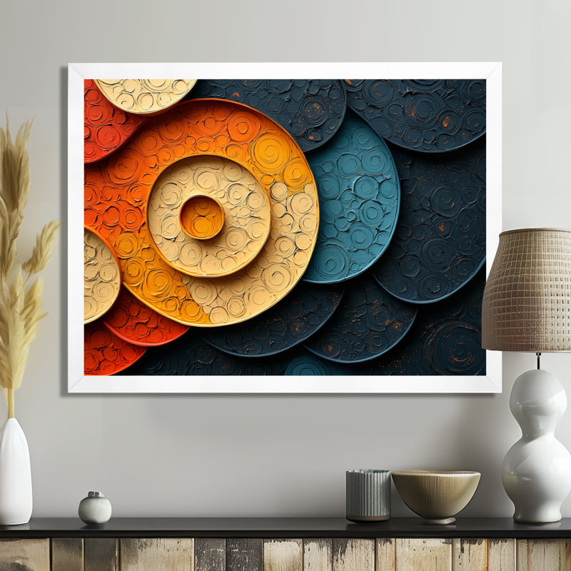 Géométrique, éclipse de biomorphisme, galaxie IV - spirales abstraites, art mural, H 12 po x l 20 po, Picture Framed, Blanc