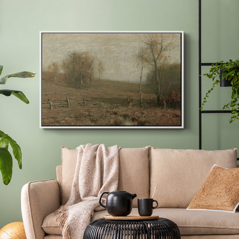 «Vintage Landscape -DC XXXIX» sur toile, Cadre flottant blanc, H 27 po x l 41 po x P 2 po