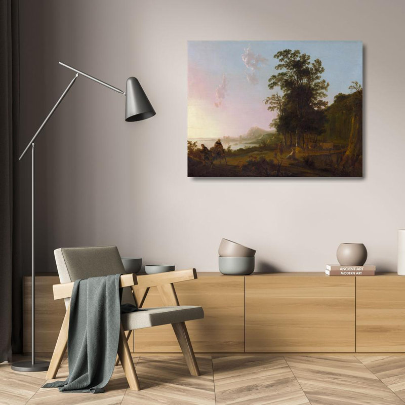 «Paysage avec la fuite en Égypte» par Aelbert Cuyp - Art mural sur toile tendue avec châssis, H 24 po x l 17 po