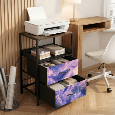 Table de chevet 2 tiroirs avec station de charge, table de chevet pour chambre avec ports USB et amp; Table de chevet noire Outlets Outlet