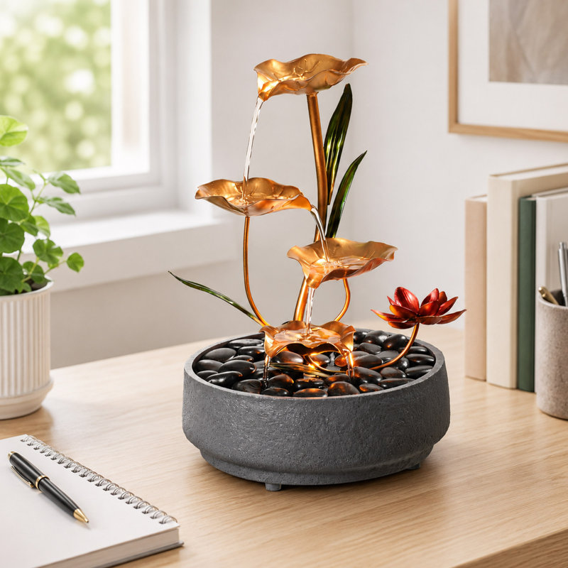 Fontaine de table à 4 niveaux avec motif méditation Lotus