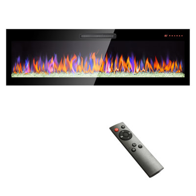 Ultra Thin 60" Electric Fireplace, Multi Color Flame & , 1400w Heat, Remote, 60 Inch Fireplace With Advanced Heating Technology