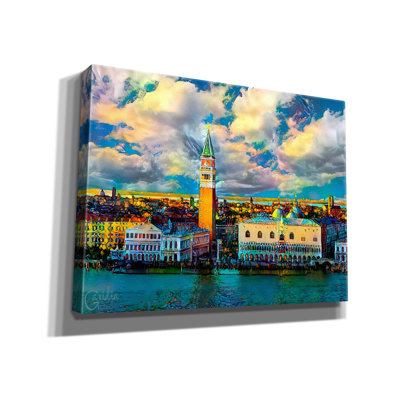 «Italie Venise Doges Palace And Bell Tower» par Pedro Gavidia, art mural sur toile, 16 po x 12 po