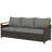 75.2" Outdoor Brown Wicker Patio Sofa with T Shape-Back Cushions and 5" Thick Foam, for Porch or Backyard, Beige