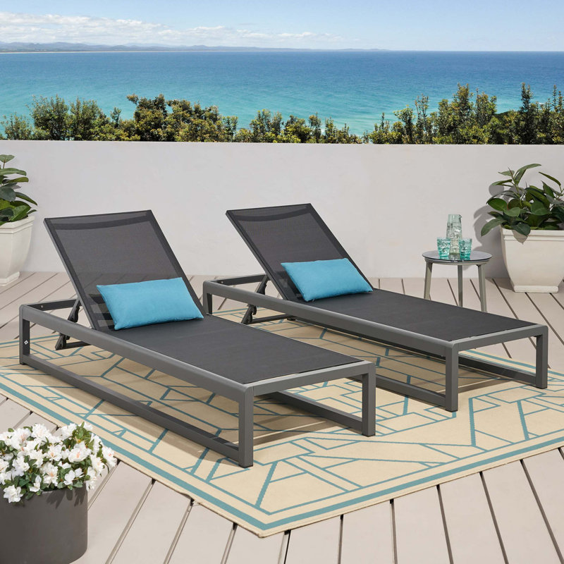 Modesta Chaise Lounge, Black;Gray