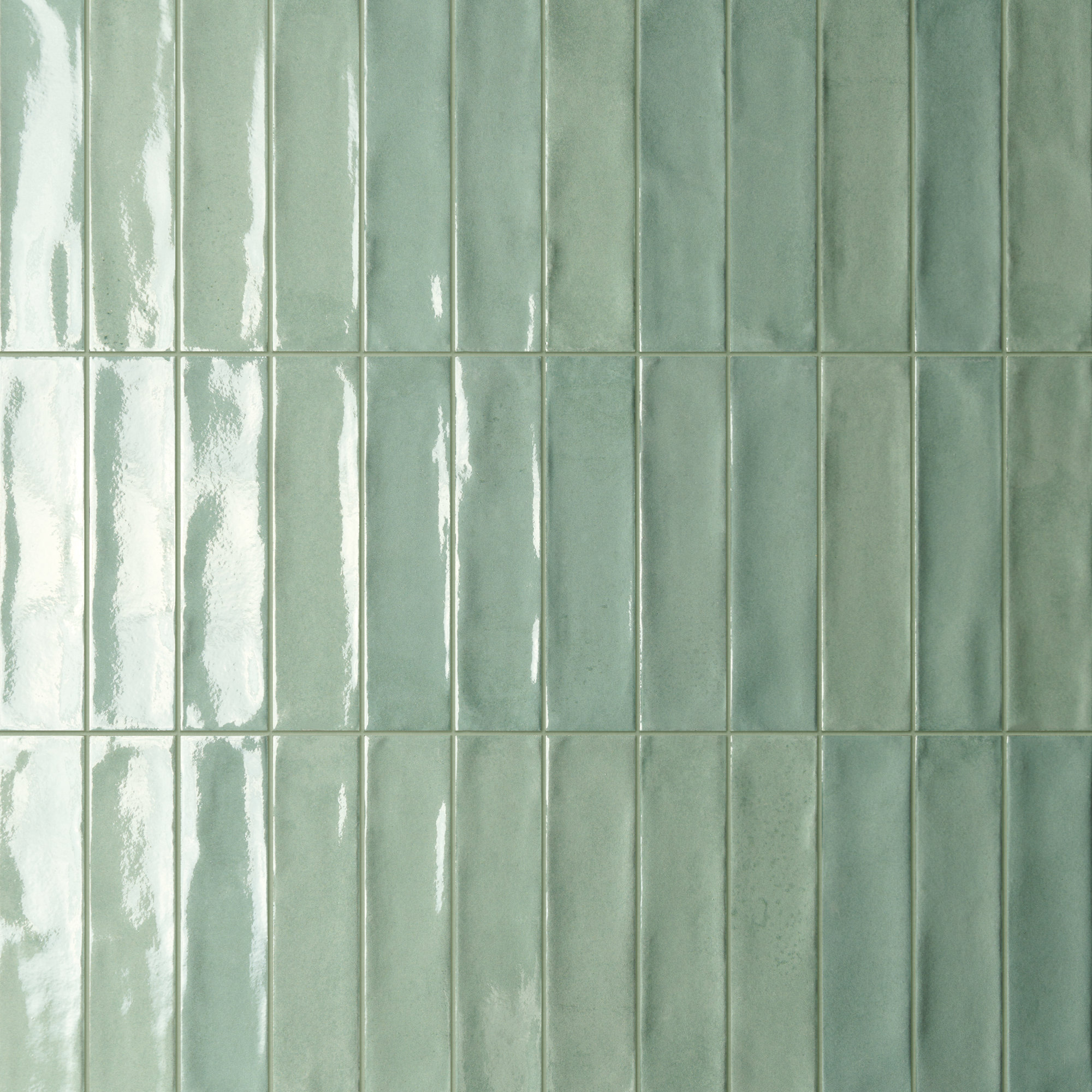 Morocca 2" x 8" Zellige Italian Porcelain Tile, Sea Water Light Green