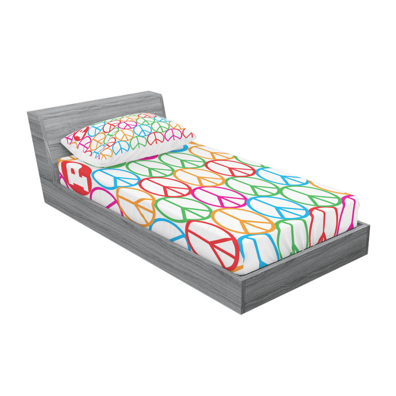 Microfiber Geometric Sheet Set, Twin XL Sheet Set with Fitted Sheet