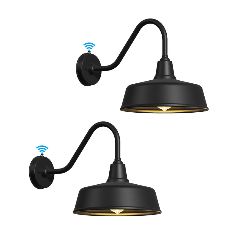 Toril Black Finish Outdoor Dusk to Dawn Wall Barn Lights, 12.3" H x 11" W x 18" D