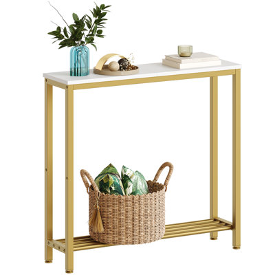 29.5" 2-Tier Small Console Table Narrow Sofa Table with Storage