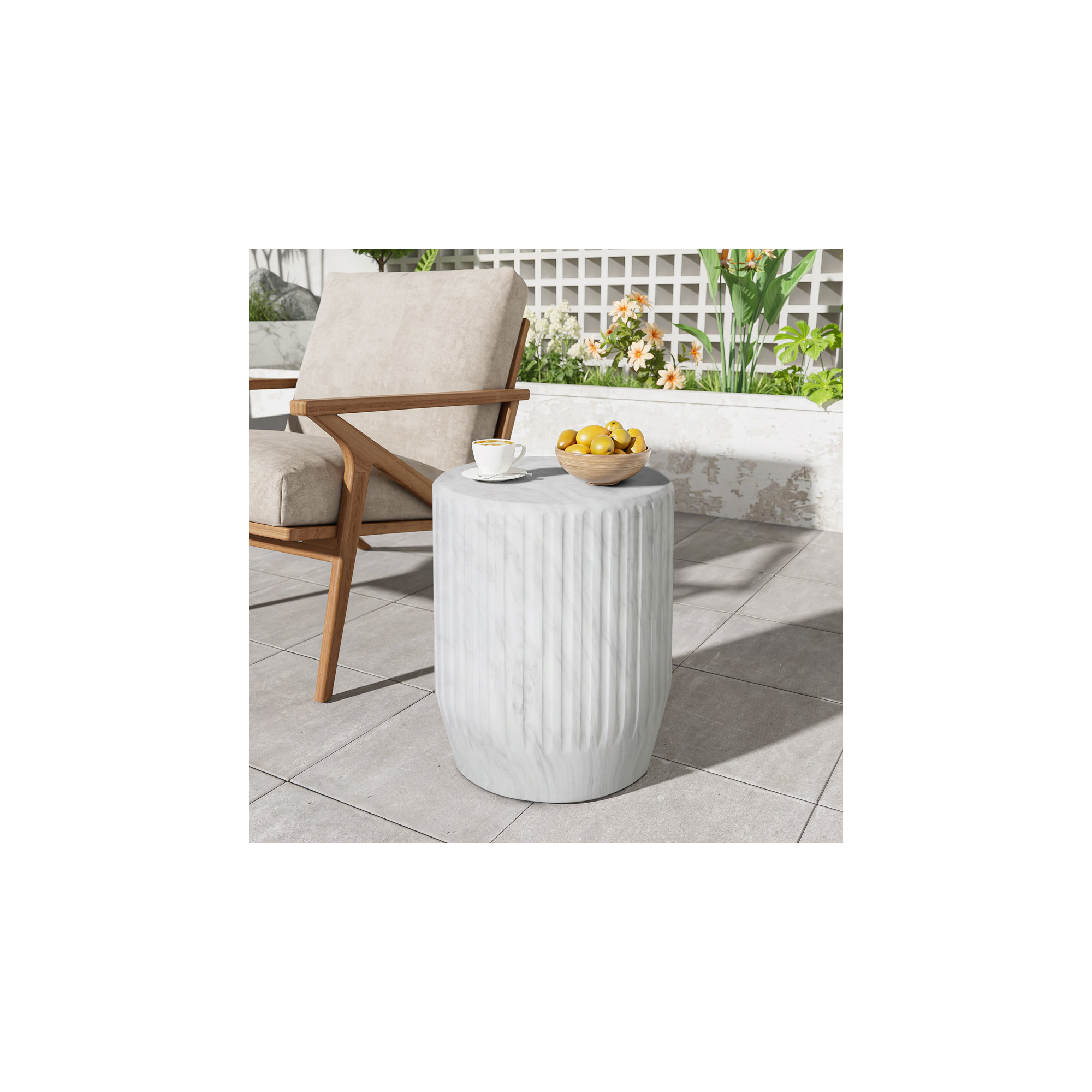 Magnus Modern Outdoor Side Table, White