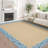 Floral Bordered Machine Washable Rug with Non-Slip Backing Non-Shedding Foldable Soft Low Pile Indoor Carpet-1191466458