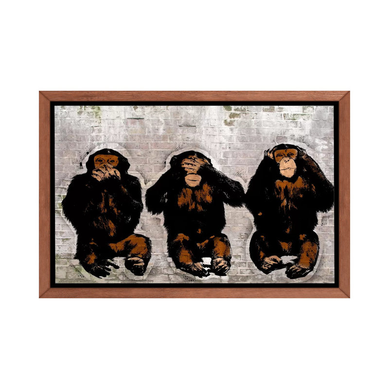 " Monkey See, Monkey Do ", 18" H x 26" W x 1.5" D, Classic Wood Framed Canvas