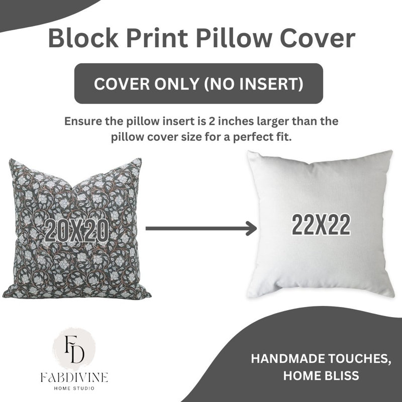 Linen Pillow Cover, 26" H x 26" W, White/Gray Floral 2, Square