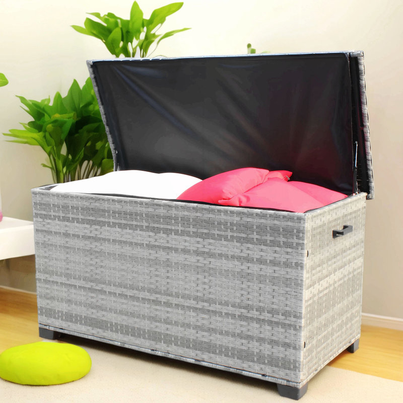 Boîte de rangement pour meubles de patio en osier (gris)