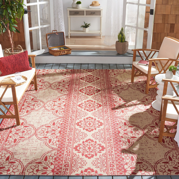 Danya Red/Cream Indoor/Outdoor Area Rug