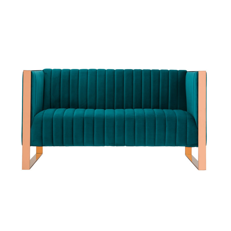 Causeuse en velours bleu sarcelle Trillium, Sarcelle