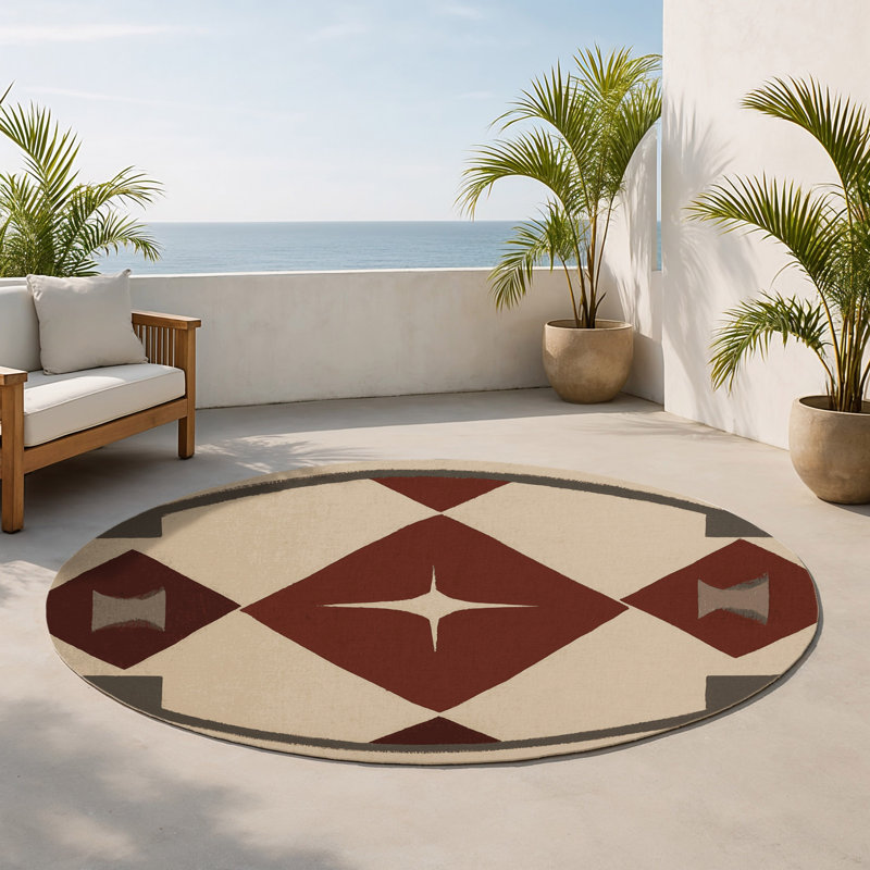 Tapis intérieur et extérieur en toile Chronicle, Rond 5 pi