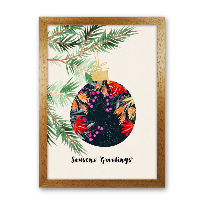 Seasons Greetings - Print, Brown Framed, 46cm H x 34cm W x 3cm D