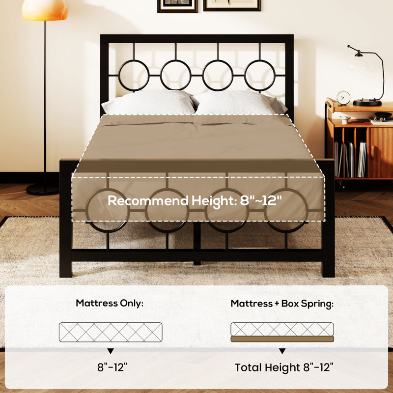 Bloneva Metal Open-Frame Bed, Full, Black