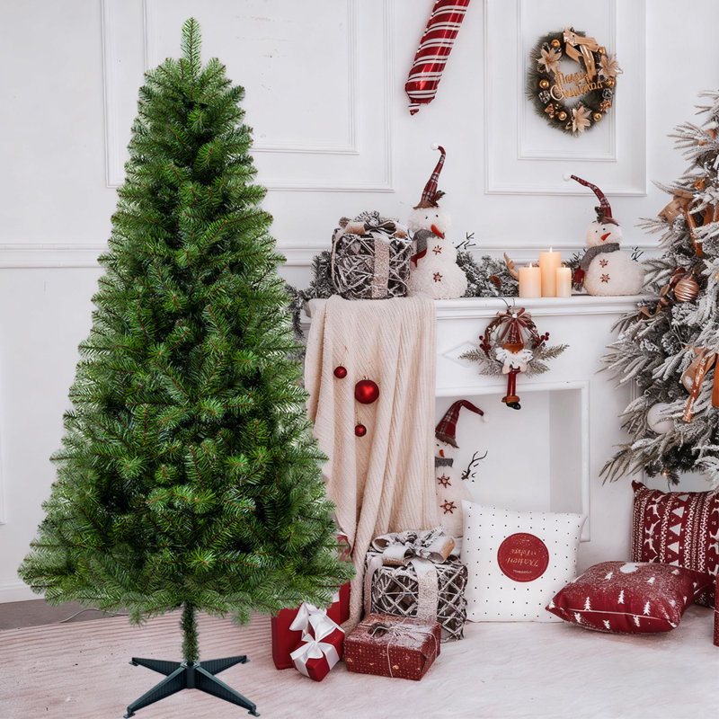 Arbre de Noël artificiel en PVC de 6 pi avec 490 pointes et support en plastique à 4 pieds pour les décorations d'intérieur
