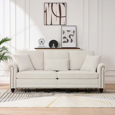 Modern Convertible Sleeper Sofa With Nailhead Trim