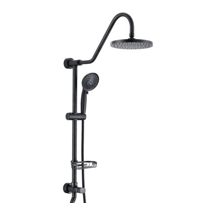 Stainless Steel Dual Shower Head Setup With 8" Rain And Handheld In Oil-Rubbed Flash Bronze Kit Scale Spray Holes