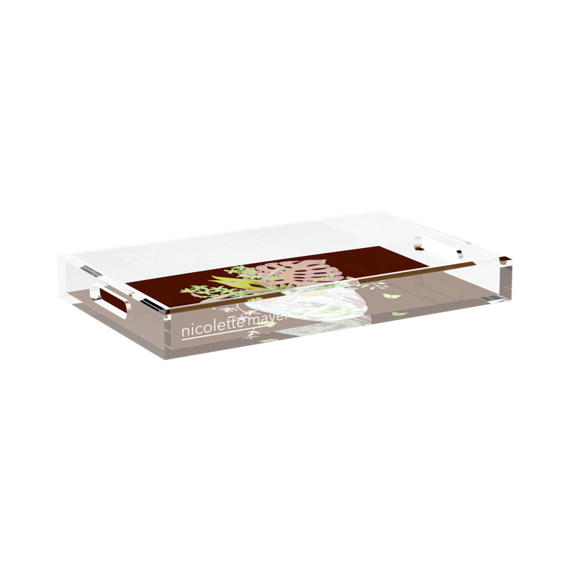 Monkey Large Jungle Acrylic Rectangle Decorative Tray, Chocolate Lime, 22.5"W x 14.5"D x 2"H