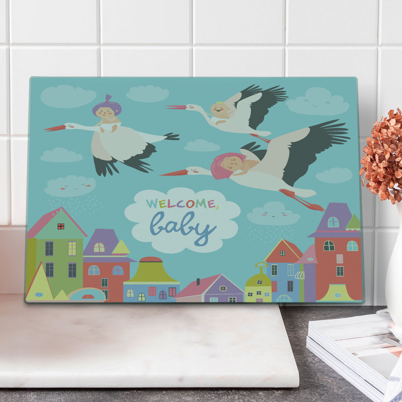 Ambesonne Party Cutting Board Large Size Cartoon Storks Multicolor