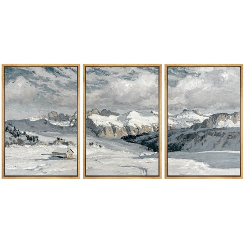 Hiver, chuchotement, montagnes enneigées et chalet alpin, décor de nature sauvage, H 36 po x l 24 po, Encadré naturel
