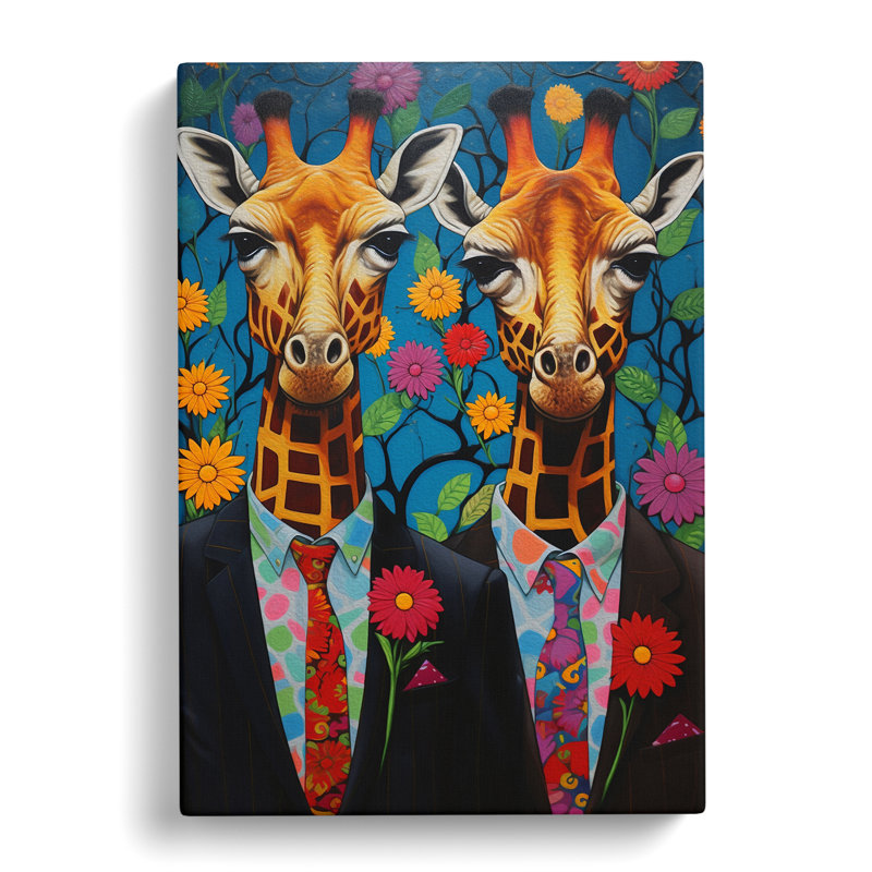 Giraffe Contemporary Art No.2 - Wrapped Canvas, 76cm H x 50cm W x 3cm D