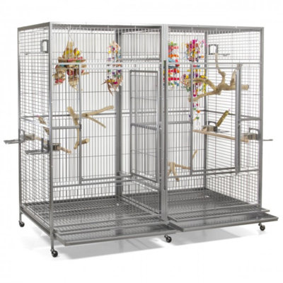 HQ Double Macaw Cage with Divider - Platinum