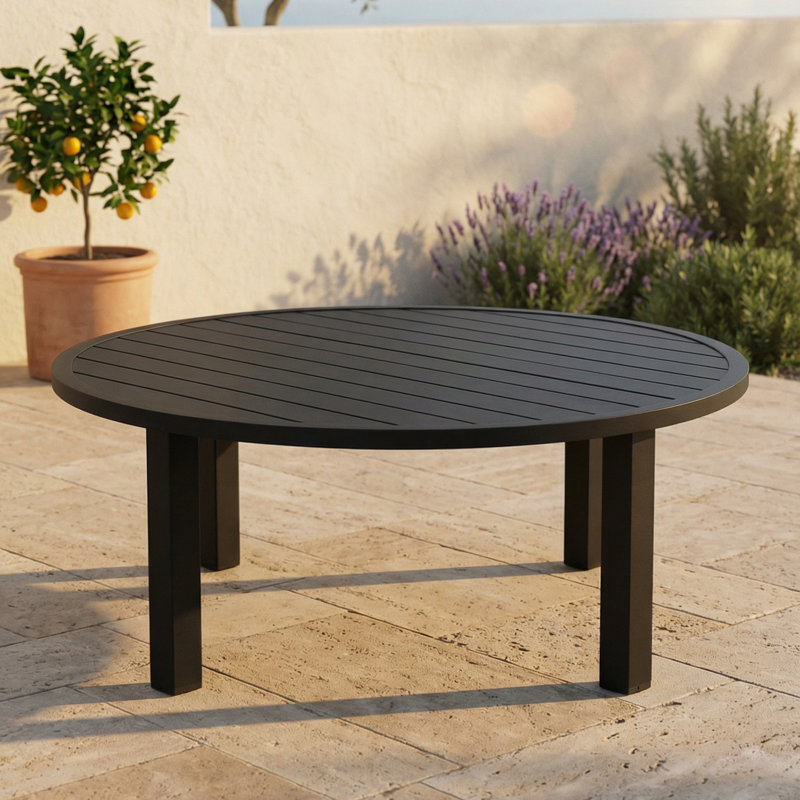 Table basse d'extérieur ronde en aluminium Gusman