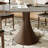 Stone Round Hower With 4/6 Premium Solid Wood Leather Dining Chairs-1198974061-1198974051-1199177091