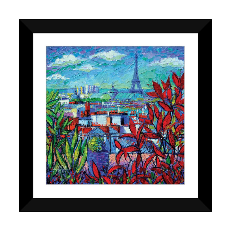 «Paris Rooftops» par Mona Edulesco - impression sur toile tendue, H 16 po x l 16 po x P 1 po, Papier beaux-arts encadré noir